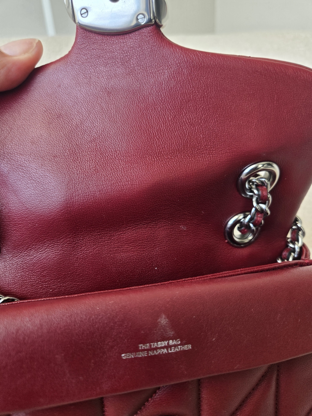 Coach Quilted Tabby 20 Red Leather Shoulder Bag with Chain Strap - Picture 7 of 11